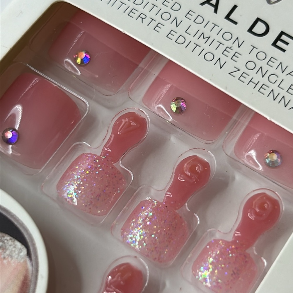Kiss #84846 SD Special Design Gel Press-On Toenails ST03X Pink‎ Crystal Gem NEW - Picture 5 of 6